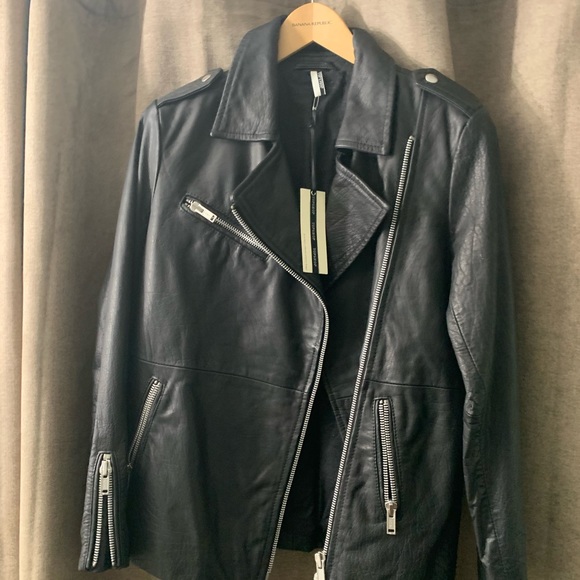 TopShop womens real leather black biker jacket - Picture 3 of 12